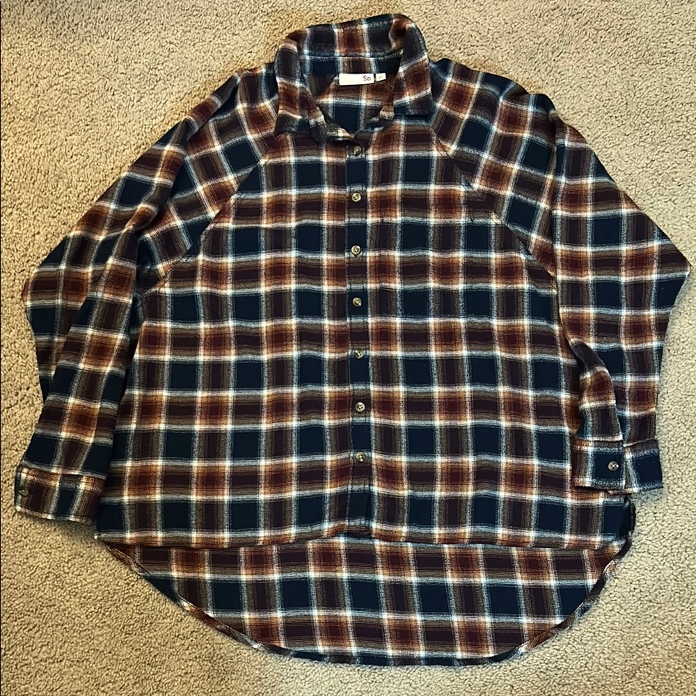 Women's Plaid Shirt - Blue and Maroon